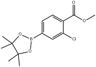 2-クロロ-4-(4,4,5,5-テトラメチル-1,3,2-ジオキサボロラン-2-イル)安息香酸メチル 化学構造式