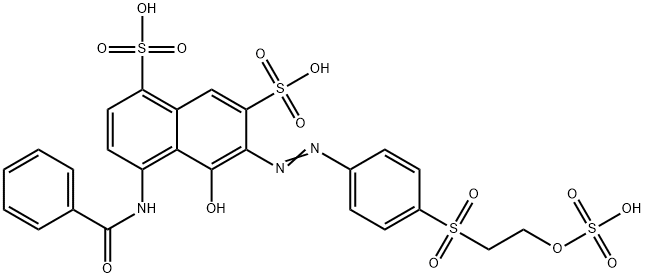 4-(benzoylamino)-5-hydroxy-6-[[4-[[2-(sulphooxy)ethyl]sulphonyl]phenyl]azo]naphthalene-1,7-disulphonic acid  Structure