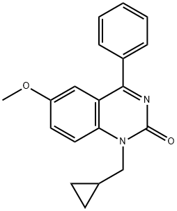 1-(シクロプロピルメチル)-6-メトキシ-4-フェニルキナゾリン-2(1H)-オン 化学構造式