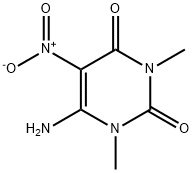 6-amino-1,3-dimethyl-5-nitro-pyrimidine-2,4-quinone, 3346-61-0, 结构式