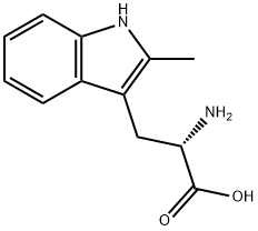 (2S)-2-アミノ-3-(2-メチル-1H-インドール-3-イル)プロパン酸 化学構造式