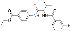Benzoic acid, 4-[[2-[(3-fluorobenzoyl)amino]-3-methyl-1-oxopentyl]amino]-, ethyl ester (9CI) Struktur