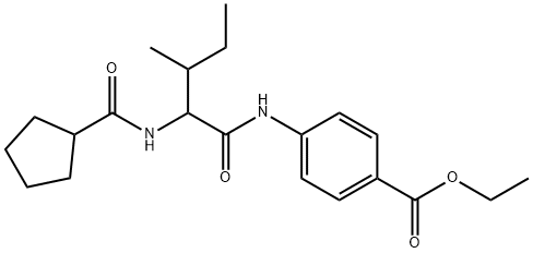 Benzoic acid, 4-[[2-[(cyclopentylcarbonyl)amino]-3-methyl-1-oxopentyl]amino]-, ethyl ester (9CI) Struktur