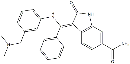 (3Z)-3-[[[3-[(二甲基氨基)甲基]苯基]氨基]苯亚甲基]-2,3-二氢-2-氧代-1H-吲哚-6-甲酰胺, 334949-59-6, 结构式