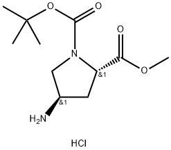 N-Boc-反式-4-氨基-L-脯氨酸甲酯盐酸盐,334999-32-5,结构式