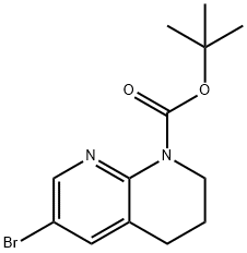TERT-BUTYL 6-BROMO-3,4-DIHYDRO-1,8-NAPHTHYRIDINE-1(2H)-CARBOXYLATE Struktur