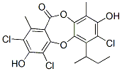 (-)-2,4,7-Trichloro-3,8-dihydroxy-1,9-dimethyl-6-(1-methylpropyl)-11H-dibenzo[b,e][1,4]dioxepin-11-one 结构式