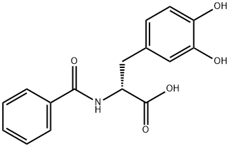 (R)-2-ベンゾイルアミノ-3-(3,4-ジヒドロキシフェニル)プロパン酸 化学構造式