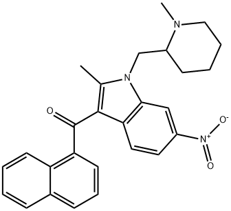 [2-Methyl-1-[(1-Methyl-2-piperidinyl)Methyl]-6-nitro-1H-indol-3-yl]-1-naphthalenylMethanone, 335160-53-7, 结构式