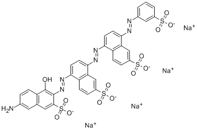 tetrasodium 7-amino-4-hydroxy-3-[[6(or 7)-sulphonato-4-[[6(or 7)-sulphonato-4-[(3-sulphonatophenyl)azo]naphthyl]azo]naphthyl]azo]naphthalene-2-sulphonate Structure