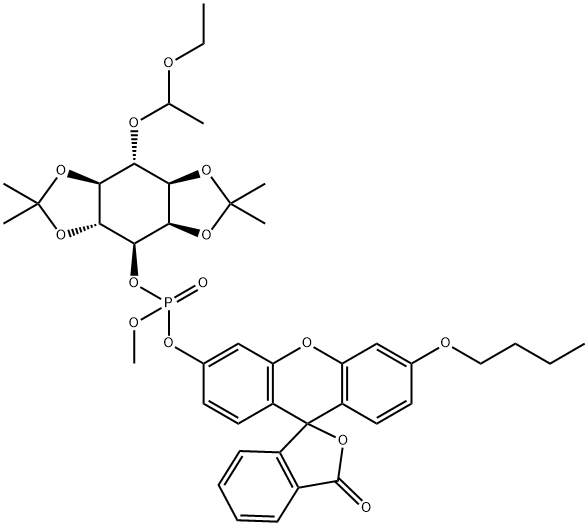O-METHYL-O-(N-BUTYLFLUORESCEIN)-O-{3-[6-O-(D,L-1-ETHOXYETHYL)-1,2:4,5-BIS-O-(1-METHYLETHYLIDENE)-D,L-MYO-INOSITOL]}PHOSPHATE|O-甲基-O-(N-丁基荧光素)-O-{3-[6-O-(D,L-1-乙氧基乙基)-1,2:4,5-二-O-(1-甲基乙亚基)-D,L-MYO-肌醇]}磷酸酯