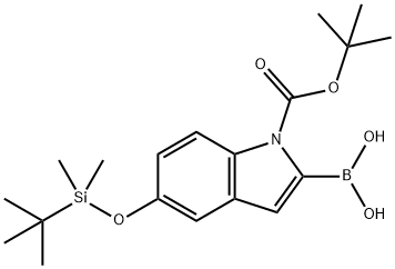 5-(TERT-BUTYLDIMETHYLSILYLOXY)-1H-INDOLE-2-BORONIC ACID, N-BOC PROTECTED 98 化学構造式
