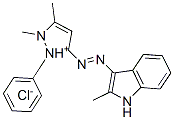 2,3-dimethyl-5-[(2-methyl-1H-indol-3-yl)azo]-1-phenyl-1H-pyrazolium chloride Structure