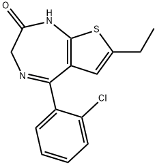 5-(2-Chlorophenyl)-7-ethyl-1,3-dihydro-2H-thieno[2,3-e]-1,4-diazepin-2-one Struktur