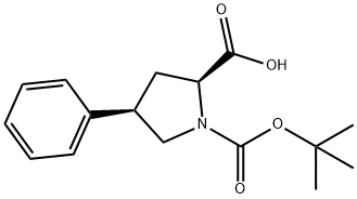 (2S,4R)-N-叔丁氧羰基-4-苯基吡咯烷-2-甲酸, 336818-78-1, 结构式