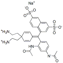 hydrogen [4-[4-(diethylamino)-alpha-(3,6-disulphonato-1-naphthyl)benzylidene]cyclohexa-2,5-dien-1-ylidene]diethylammonium, sodium salt  Structure