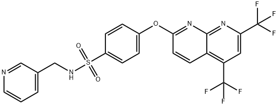 Benzenesulfonamide, 4-[[5,7-bis(trifluoromethyl)-1,8-naphthyridin-2-yl]oxy]-N-(3-pyridinylmethyl)- (9CI) Structure