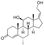 11β,21-ジヒドロキシ-6α-メチルプレグナ-4,17(20)-ジエン-3-オン 化学構造式