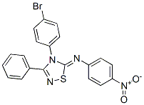 4-(p-ブロモフェニル)-5-[(p-ニトロフェニル)イミノ]-3-フェニル-4,5-ジヒドロ-1,2,4-チアジアゾール 化学構造式