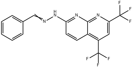 Benzaldehyde, [5,7-bis(trifluoromethyl)-1,8-naphthyridin-2-yl]hydrazone (9CI) Structure