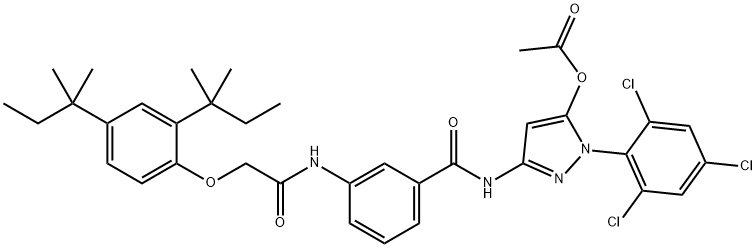 3-[p-[(2,4-di-tert-pentylphenoxy)acetamido]benzamido]-1-(2,4,6-trichlorophenyl)-1H-pyrazol-5-yl acetate Structure
