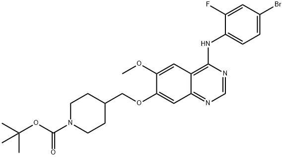 Tert-butyl 4-((4-(4-bromo-2-fluorophenylamino)-6-methoxyquinazolin-7-yloxy)methyl)piperidine-1-carboxylate Struktur