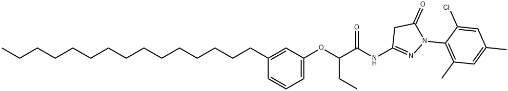 1-(2-クロロ-4,6-ジメチルフェニル)-3-[2-(3-ペンタデシルフェノキシ)ブタノイルアミノ]-2-ピラゾリン-5-オン 化学構造式