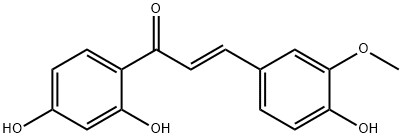 (E)-1-(2,4-ジヒドロキシフェニル)-3-(4-ヒドロキシ-3-メトキシフェニル)-2-プロペン-1-オン 化学構造式