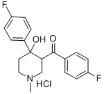 P-FLUOROPHENYL 4-(P-FLUOROPHENYL)-4-HYDROXY-1-METHYL-3-PIPERIDYL KETONE HYDROCHLORIDE, 34039-01-5, 结构式