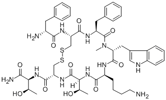 (D-PHE5,CYS6,11,N-ME-D-TRP8)-SOMATOSTATIN-14 (5-12) AMIDE Structure