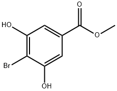 4-ブロモ-3,5-ジヒドロキシ安息香酸メチル 化学構造式