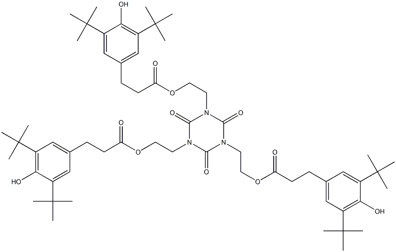 1,3,5-トリス[2-[3-(3,5-ジ-tert-ブチル-4-ヒドロキシフェニル)プロパノイルオキシ]エチル]ヘキサヒドロ-1,3,5-トリアジン-2,4,6-トリオン 化学構造式
