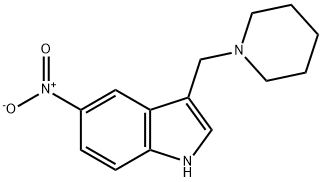 5-Nitro-3-(1-piperidinylmethyl)-1H-indole, 3414-69-5, 结构式