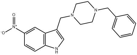 5-ニトロ-3-[[4-(フェニルメチル)-1-ピペラジニル]メチル]-1H-インドール 化学構造式