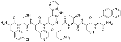 H-P-CHLORO-PHE-D-CYS-BETA-(3-PYRIDYL)-ALA-D-TRP-N-ME-LYS-THR-CYS-2-NAL-NH2 Struktur