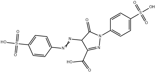 4,5-ジヒドロ-5-オキソ-1-(4-スルホフェニル)-4-[(4-スルホフェニル)アゾ]-1H-ピラゾール-3-カルボン酸 化学構造式