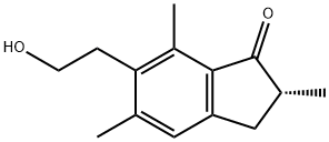2α,5,7-トリメチル-6-(2-ヒドロキシエチル)インダン-1-オン 化学構造式