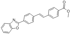4-[2-[4-(ベンゾオキサゾール-2-イル)フェニル]エテニル]安息香酸メチル 化学構造式