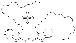 3-十八烷基-2-[3-(3-十八烷基-2(3H)-苯并恶唑-2-亚基)-1-丙烯-1-基]苯并恶唑高氯酸盐,34215-57-1,结构式