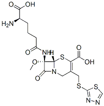 (7S)-7-[[(R)-5-Amino-5-carboxy-1-oxopentyl]amino]-7-methoxy-3-[[(1,3,4-thiadiazol-2-yl)thio]methyl]cepham-3-ene-4-carboxylic acid Struktur