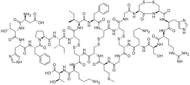 ASP-THR-HIS-PHE-PRO-ILE-CYS-ILE-PHE-CYS-CYS-GLY-CYS-CYS-HIS-ARG-SER-LYS-CYS-GLY-MET-CYS-CYS-LYS-THR, 342790-21-0, 结构式