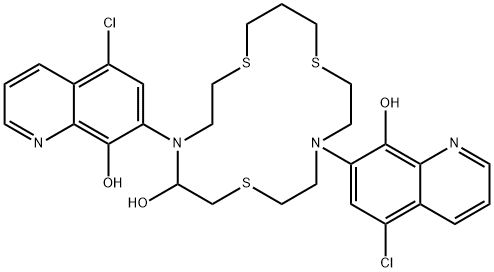 4,10-BIS(5-CHLORO-8-HYDROXY-7-QUINOLINYL)-1,7,13-TRITHIA-4,10-DIAZACYCLOHEXADECAN-9-OL Struktur
