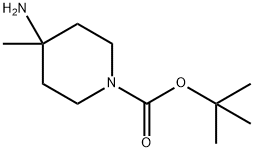 TERT-ブチル 4-アミノ-4-メチルピペリジン-1-カルボキシレート 化学構造式