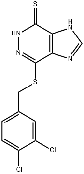 2-[(3,4-dichlorophenyl)methylsulfanyl]-3,4,7,9-tetrazabicyclo[4.3.0]no na-1,6,8-triene-5-thione Struktur