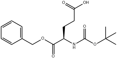 N-(tert-ブトキシカルボニル)-D-グルタミン酸1-ベンジル 化学構造式