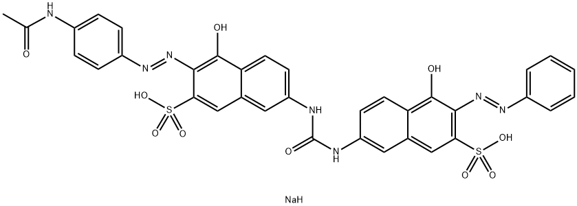 3-[4-(アセチルアミノ)フェニルアゾ]-4-ヒドロキシ-7-[3-[5-ヒドロキシ-6-(フェニルアゾ)-7-スルホ-2-ナフチル]ウレイド]-2-ナフタレンスルホン酸ジナトリウム 化学構造式