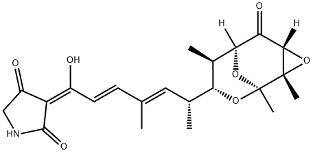 3-[(1E,2E,4E,6R)-1-ヒドロキシ-4-メチル-6-[(1S,4α,6S)-1,2α,7α-トリメチル-5-オキソ-3,9,10-トリオキサトリシクロ[4.3.1.02,4]デカン-8β-イル]-2,4-ヘプタジエン-1-イリデン]-2,4-ピロリジンジオン 化学構造式