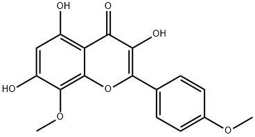 3,5,7-トリヒドロキシ-4',8-ジメトキシフラボン 化学構造式