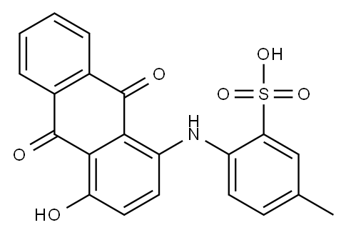 2-[[(9,10-ジヒドロ-4-ヒドロキシ-9,10-ジオキソアントラセン)-1-イル]アミノ]-5-メチルベンゼンスルホン酸 化学構造式