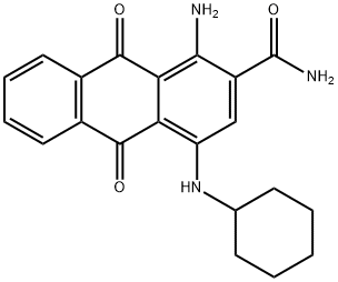 1-amino-4-(cyclohexylamino)-9,10-dihydro-9,10-dioxoanthracene-2-carboxamide Struktur